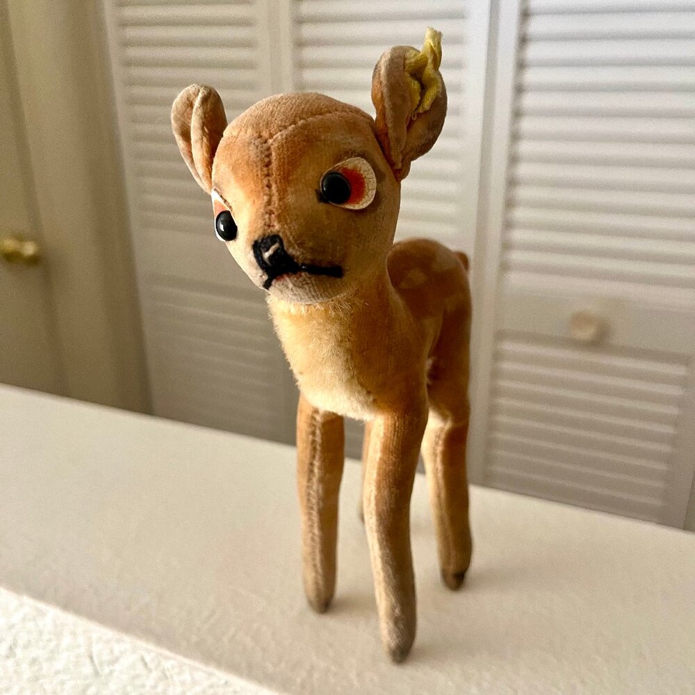 Vintage 1960s Steiff Fawn "Bambi" - 6” Standing with Button in Ear